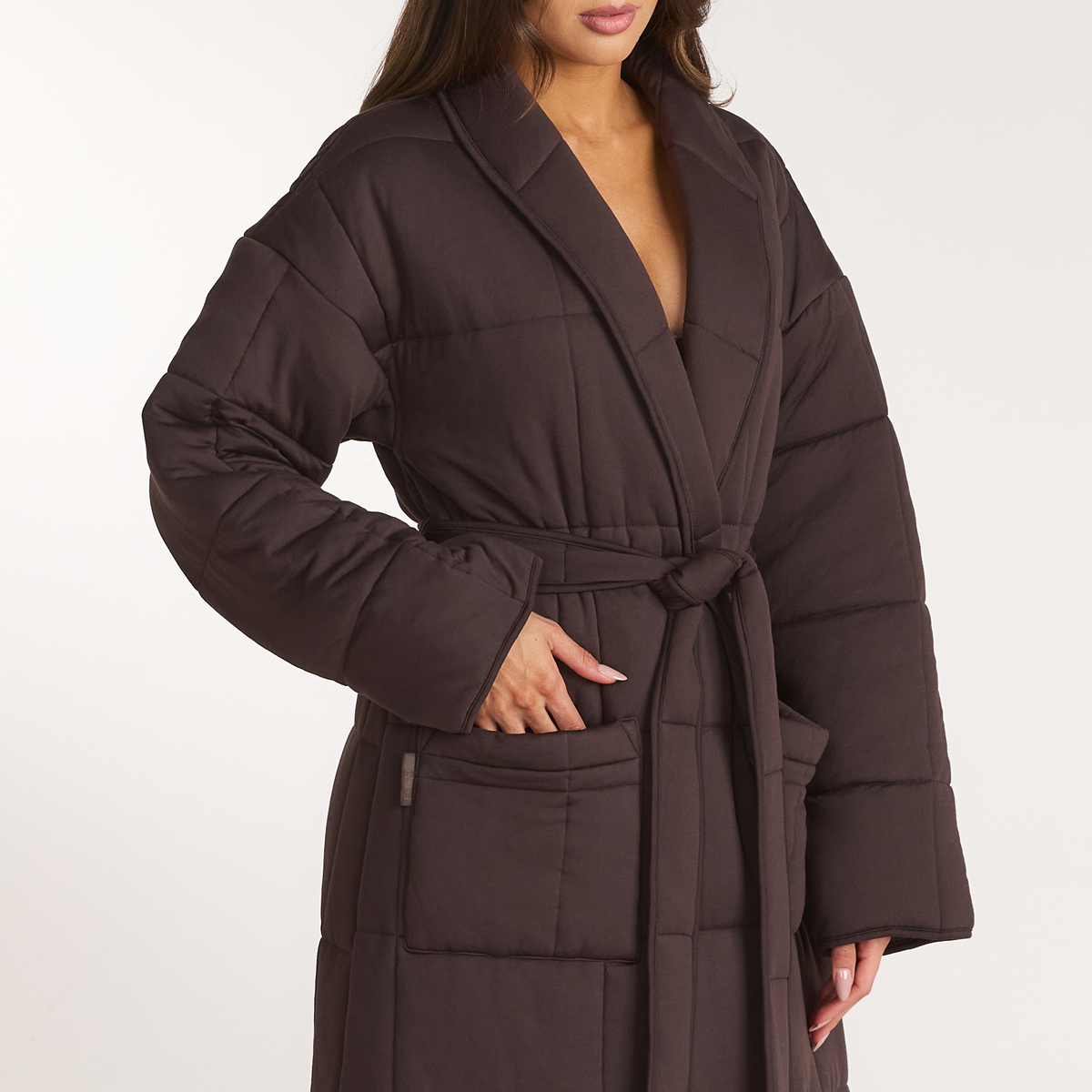 Lounge Quilted Duvet Dressing Gown - Dark Chocolate