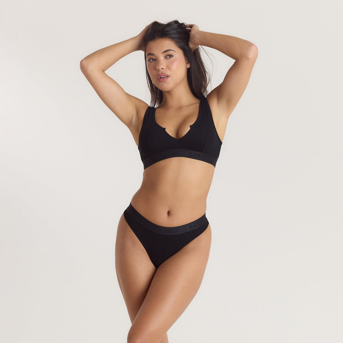 Lounge Soft Ribbed Push-Up Bralette - Black