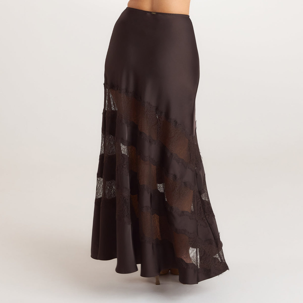 Lounge Lace Trim Maxi Skirt - Chocolate