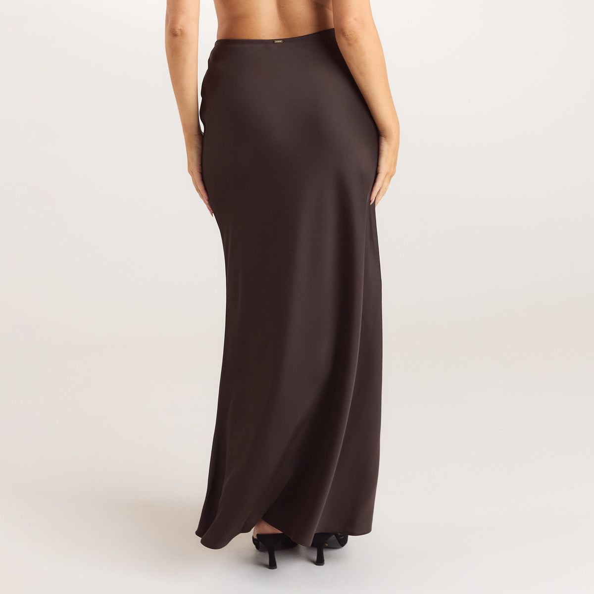 Lounge Satin Fitted Maxi Skirt - Chocolate