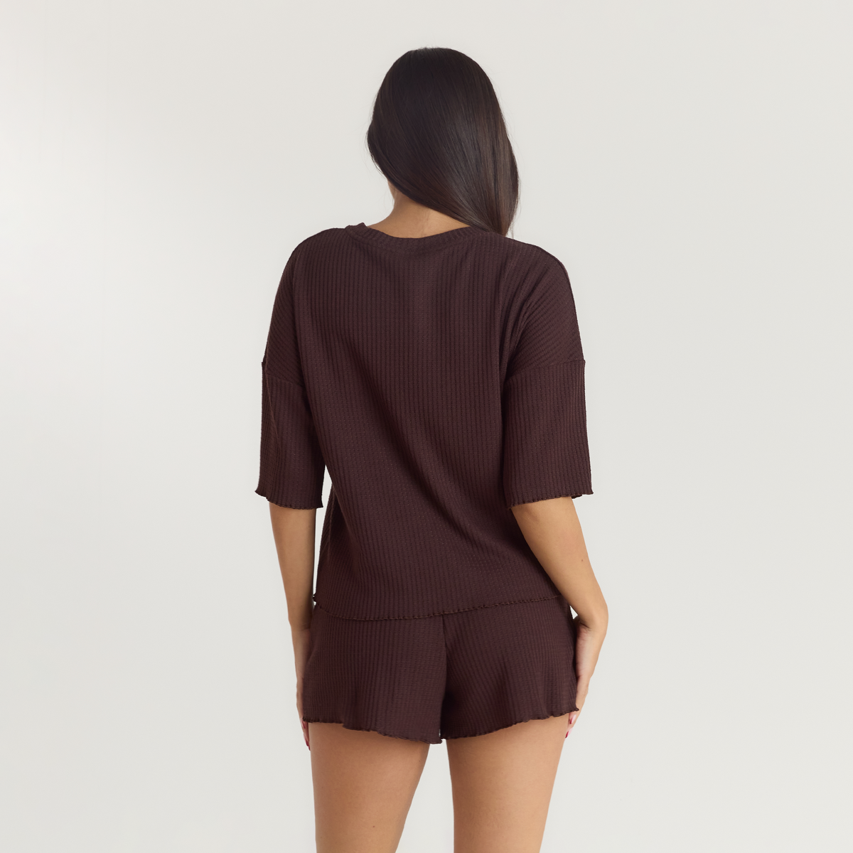 Lounge Soft Waffle Pajama Top - Dark Chocolate
