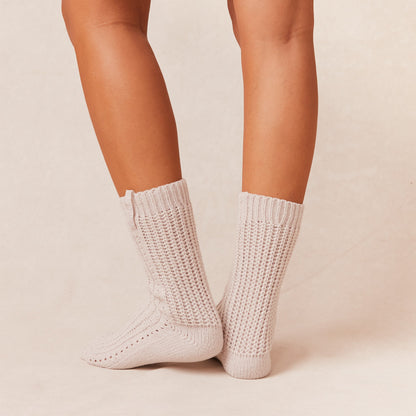 Lounge Snooze Knitted Socks - Cream