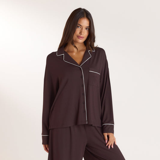 Lounge Modal Pajama Shirt - Dark Chocolate