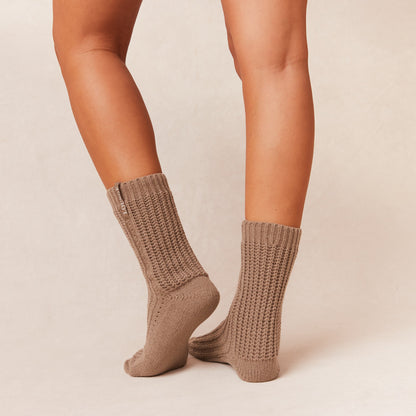 Lounge Snooze Knitted Socks - Fawn