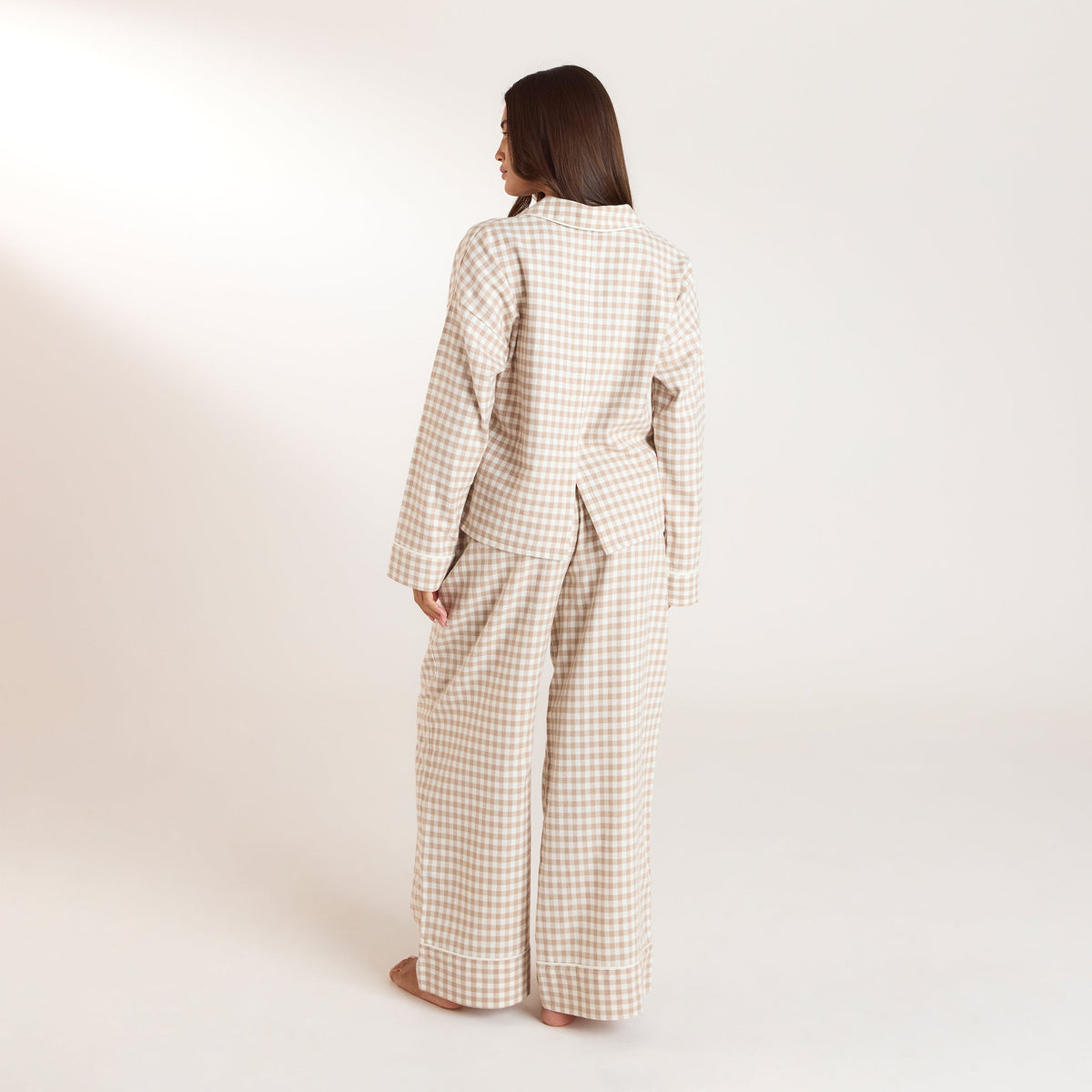 Lounge Gingham Pajama Pants - Beige