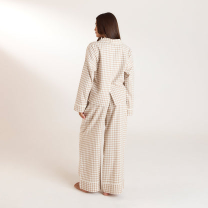 Lounge Gingham Pajama Pants - Beige