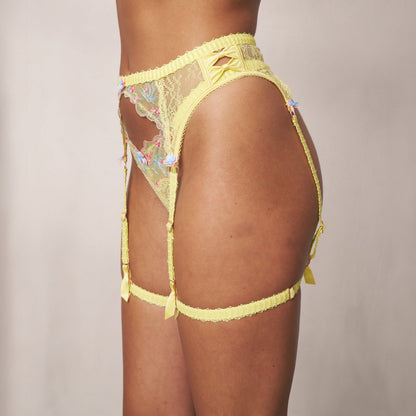 Lounge Ilianna Intimates Thong & Suspender Belt - Yellow