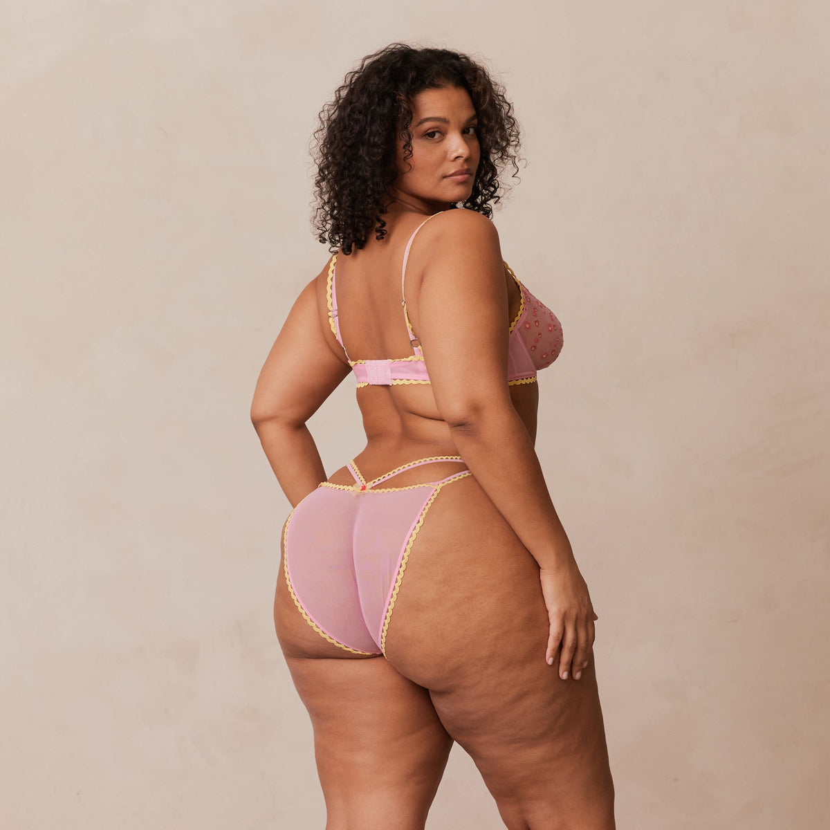 Lounge Daisy Embroidered Balcony Bra  - Pink