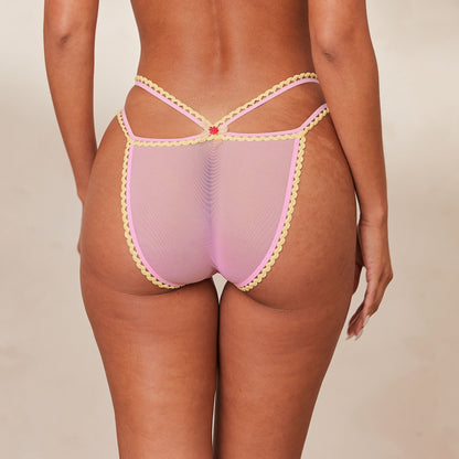 Lounge Daisy Embroidered Briefs - Pink
