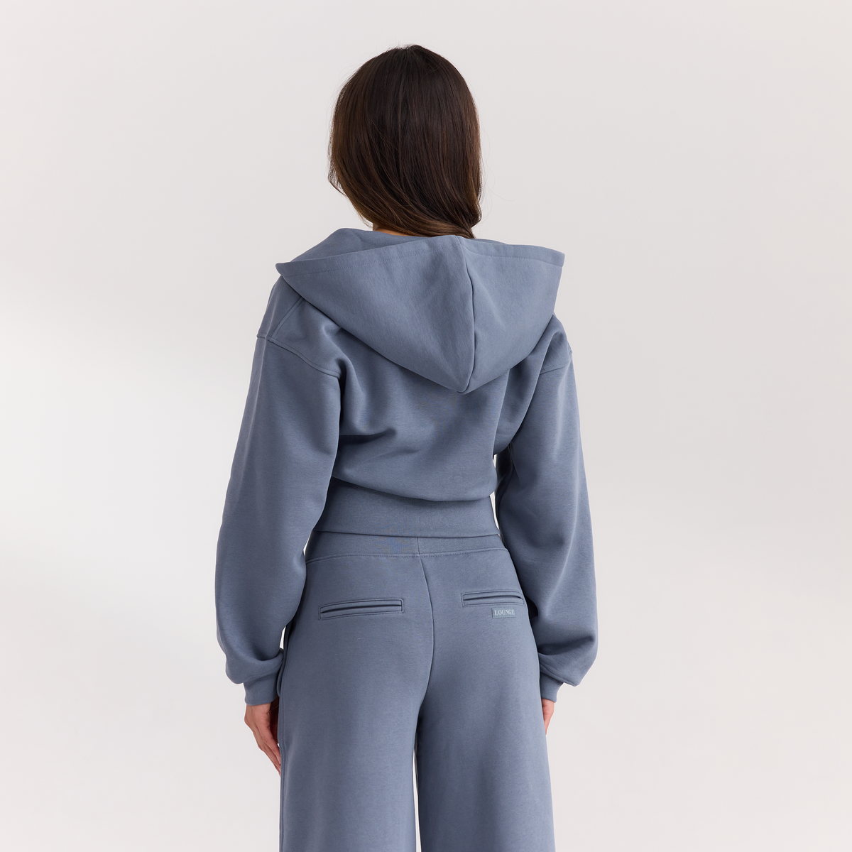 Lounge Fitted-Waist Zip-Up Hoodie - Slate Blue