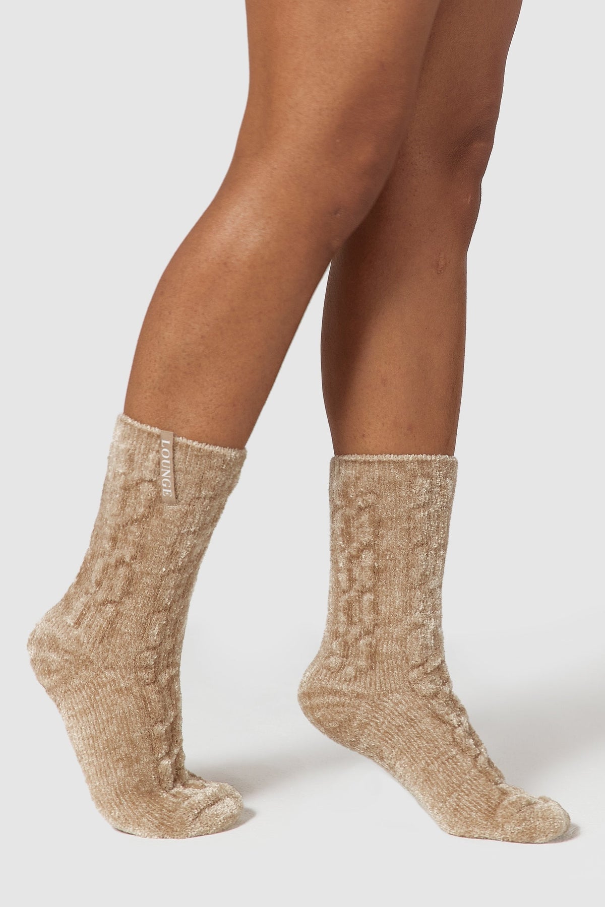 Lounge Chenille Knitted Socks - Mink