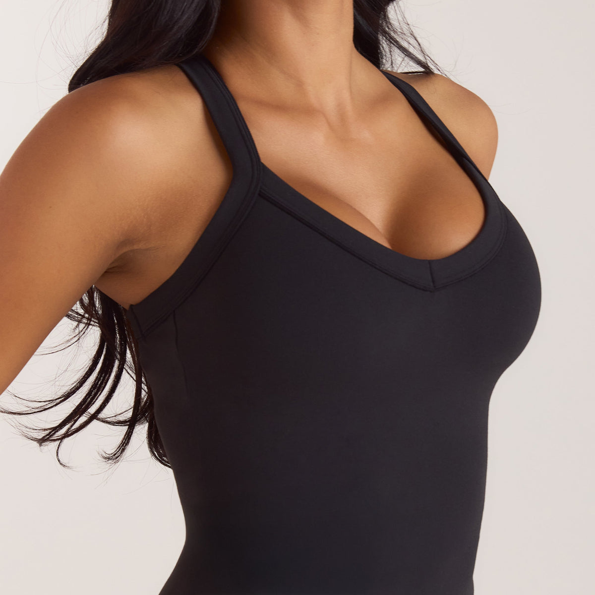 Lounge ContourSoft™ V-Neck Cami Top with Built-In Bra - Black