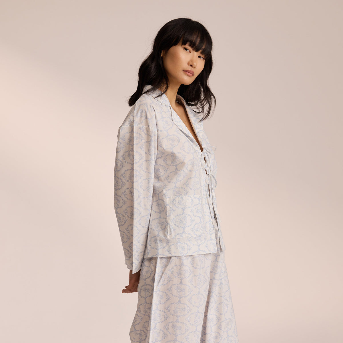 Lounge Cotton Pajama Shirt - Blue