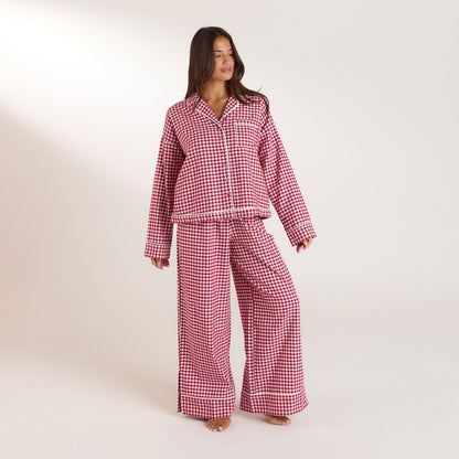 Lounge Christmas Cottage Gingham Pajama Pants - Red