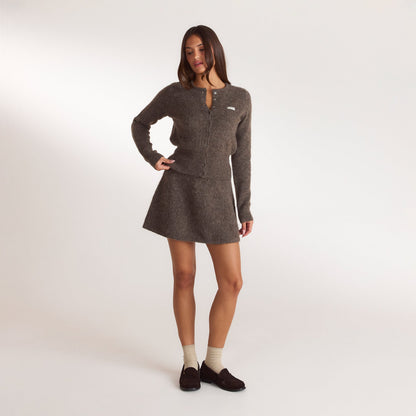 Lounge Cinched Knit Cardigan - Ash Brown