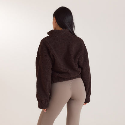 Lounge Funnel-Neck Borg Fleece - Dark Chocolate