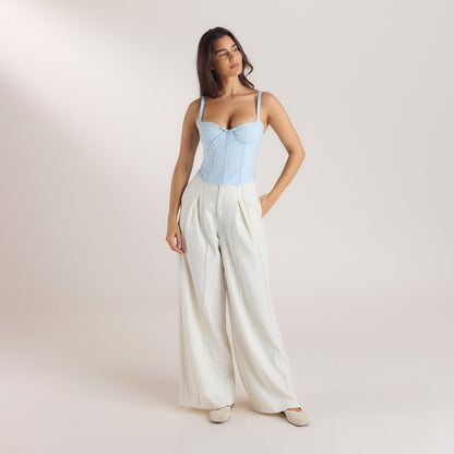 Lounge Wide-Leg Pleat Detail Pants - Off White