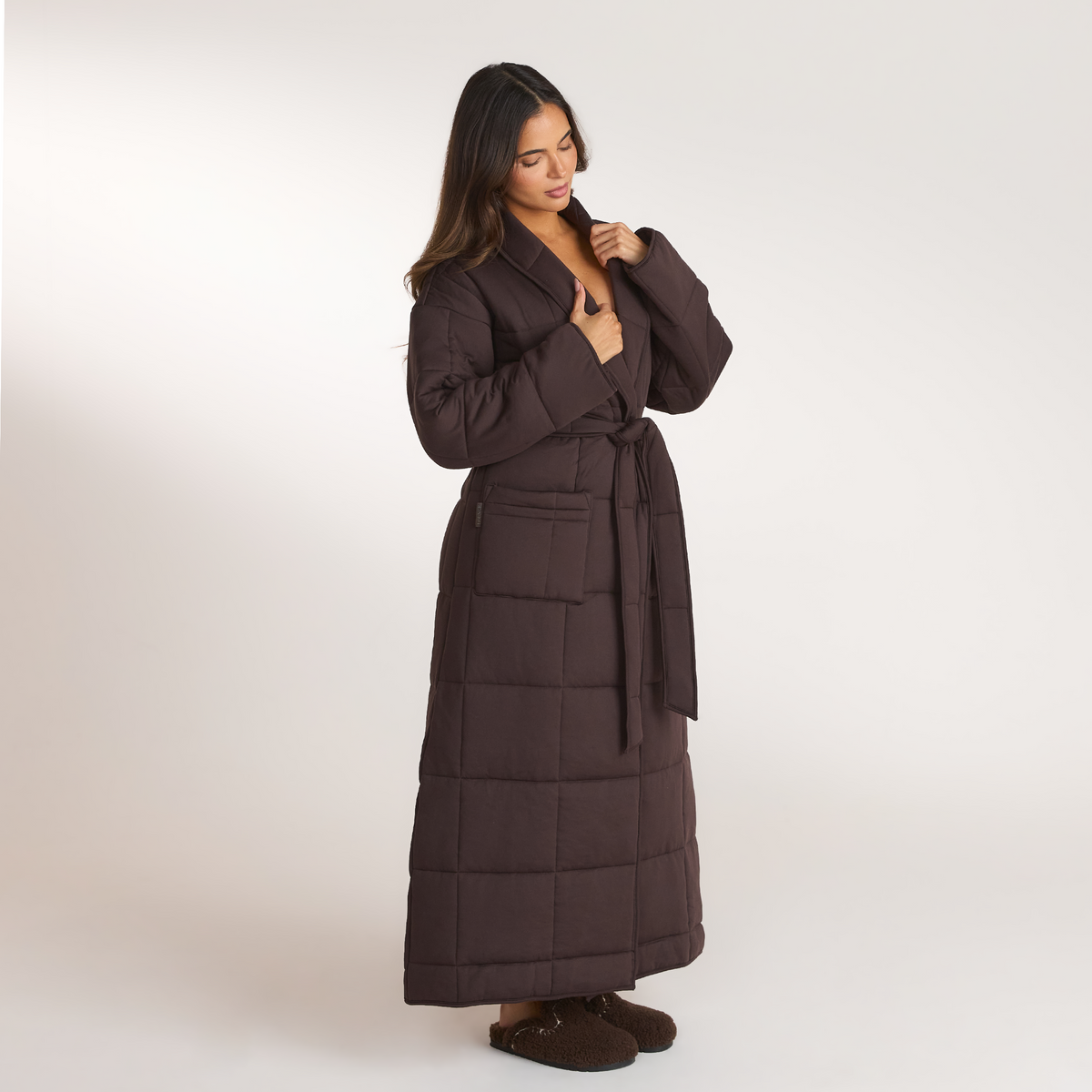 Lounge Quilted Duvet Dressing Gown - Dark Chocolate
