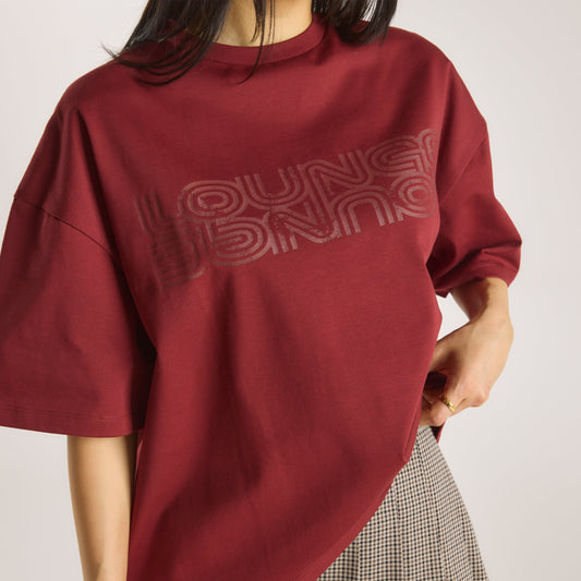 Lounge Oversized Graphic Tee - Burgundy