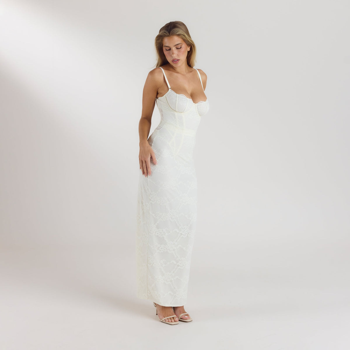Lounge Blossom Maxi Dress with Bodysuit - Cream