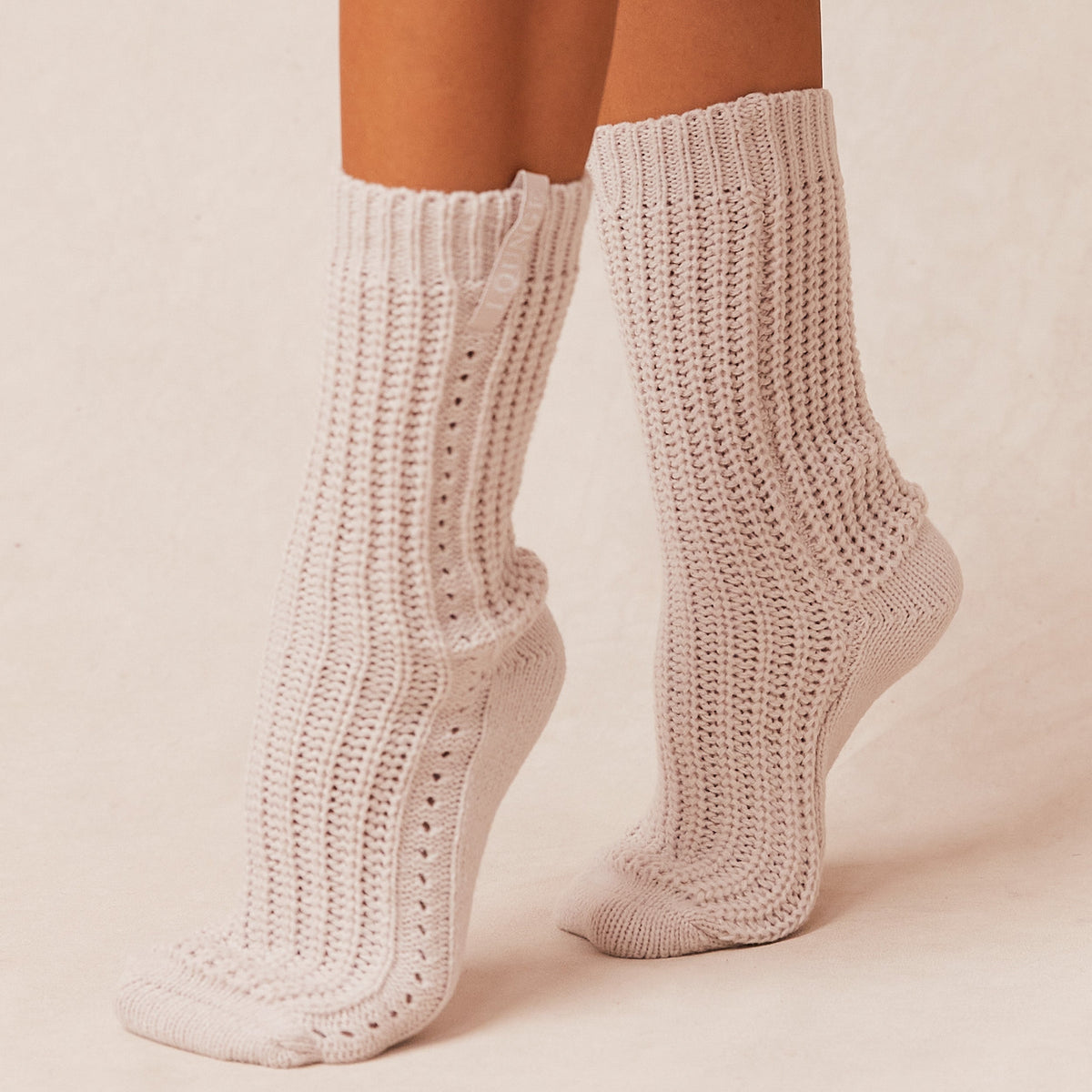 Lounge Snooze Knitted Socks - Cream
