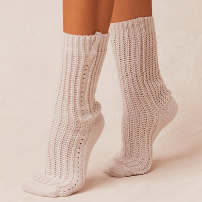 Lounge Snooze Knitted Socks - Cream
