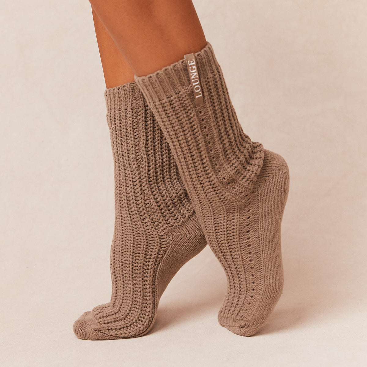 Lounge Snooze Knitted Socks - Fawn