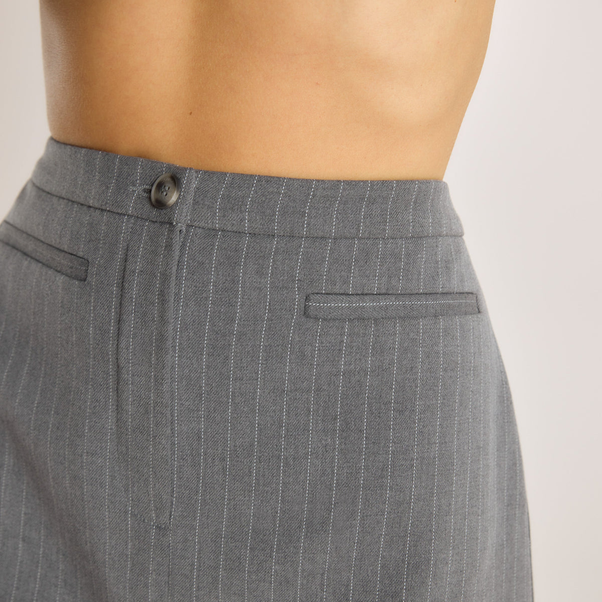 Lounge Structured Skirt - Grey Pinstripe