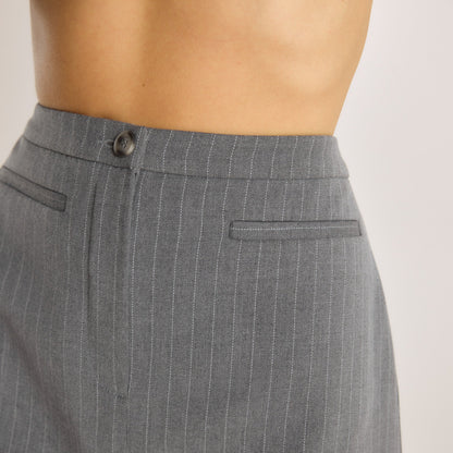 Lounge Structured Skirt - Grey Pinstripe