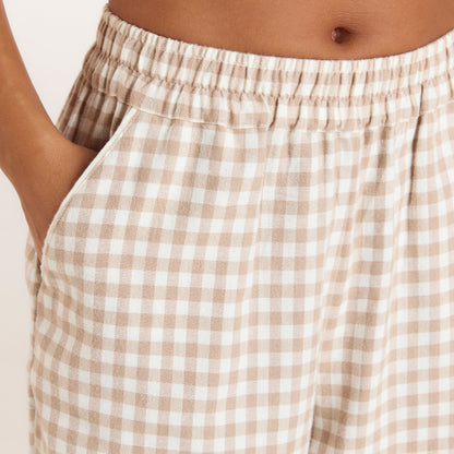 Lounge Gingham Pajama Pants - Beige