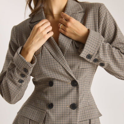 Lounge Houndstooth Blazer Dress - Brown
