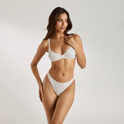 Lounge Pointelle Bralette - Ivory Floral Print