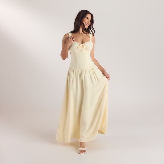 Lounge Drop-Waist Maxi Dress - Lemon