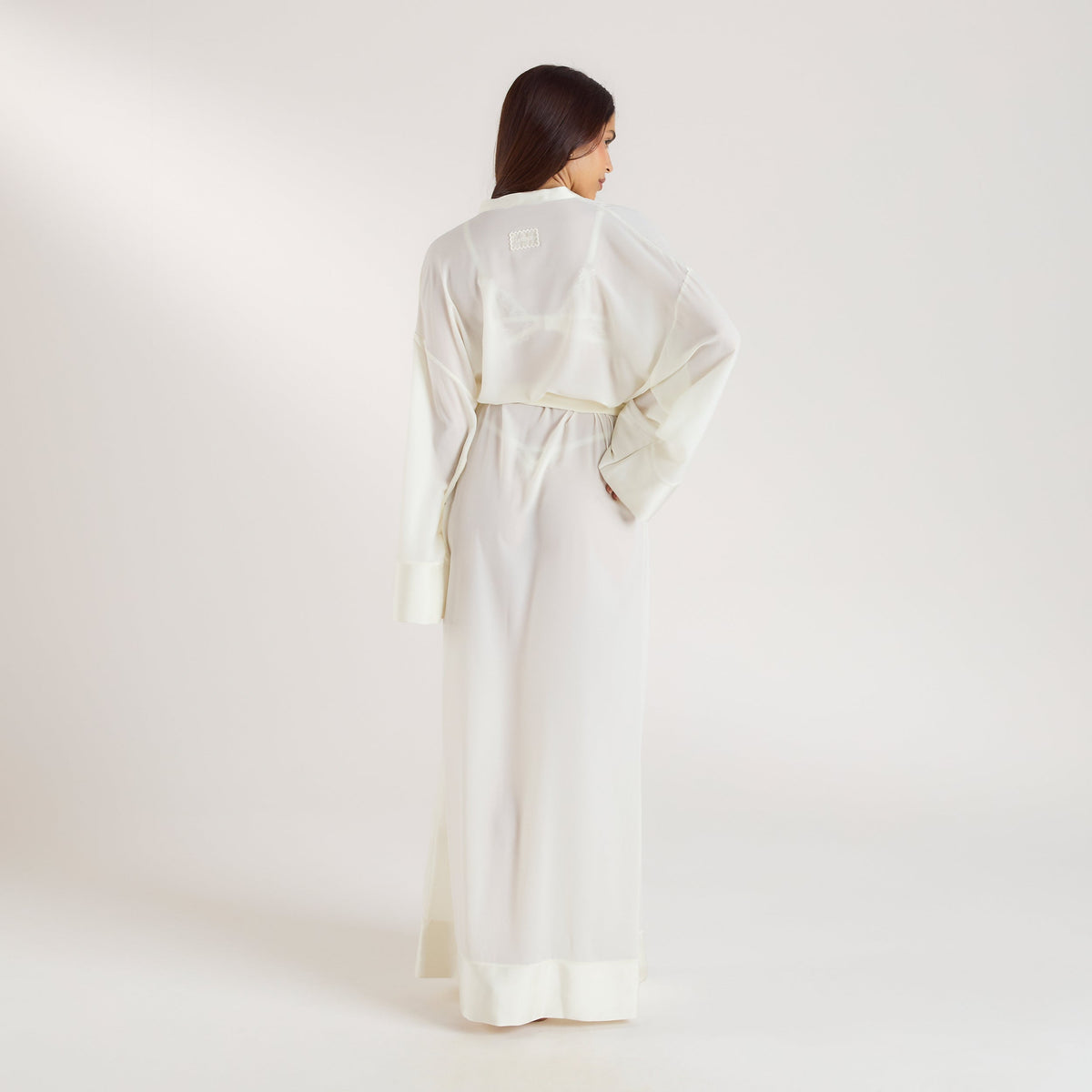 Lounge Chiffon Maxi Robe - Cream