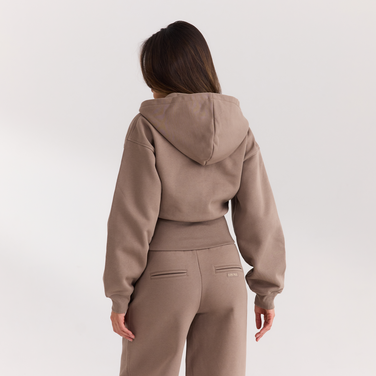 Lounge Fitted-Waist Zip-Up Hoodie - Mushroom