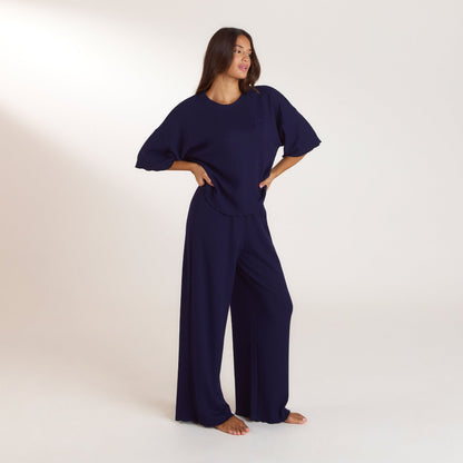 Lounge Soft Waffle Pajama Top - Navy