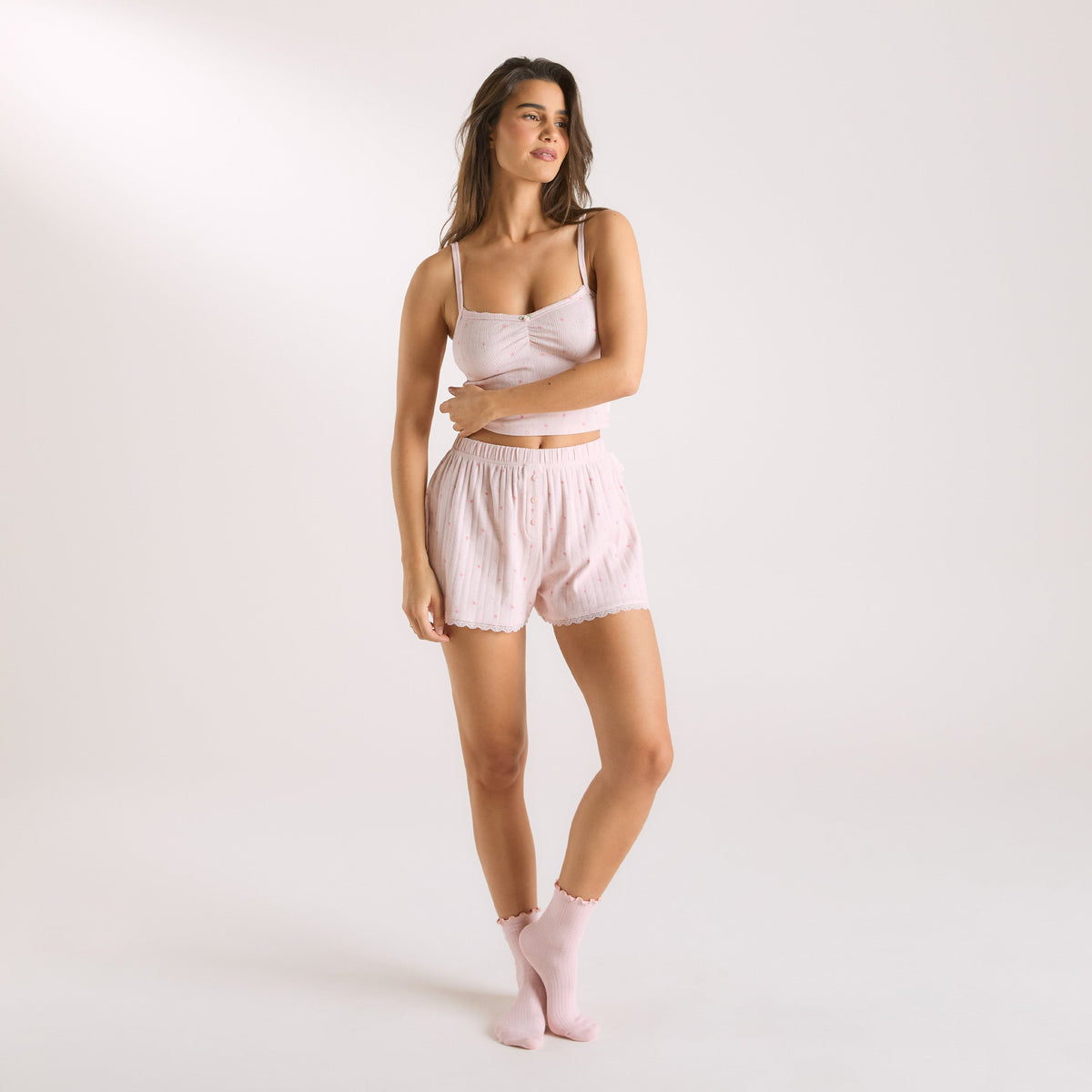 Lounge Pointelle Pajama Shorts - Pink Floral
