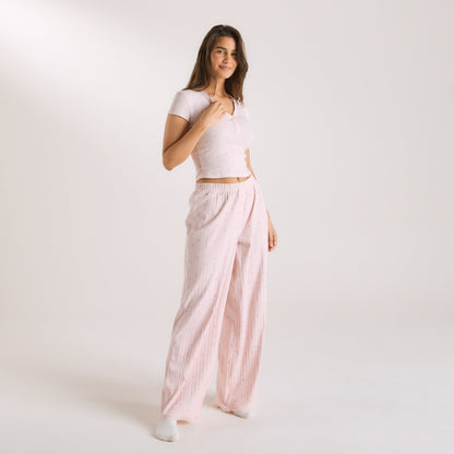 Lounge Pointelle Pajama Top - Pink Floral