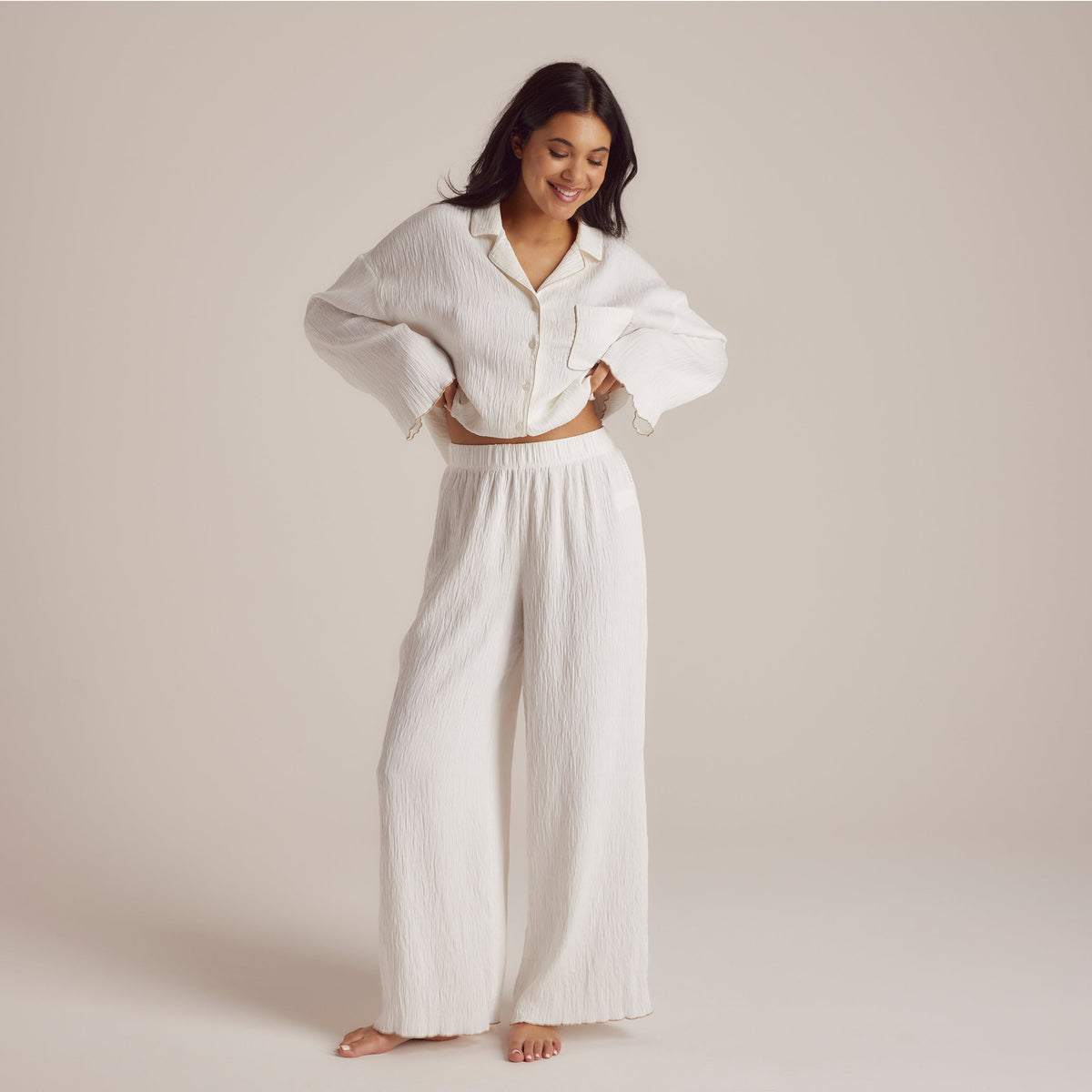 Lounge Crinkle Pajama Pants - White