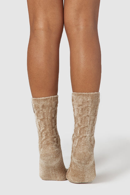 Lounge Chenille Knitted Socks - Mink