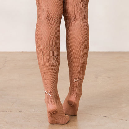 Lounge Fishnet Bow Stockings - Nude