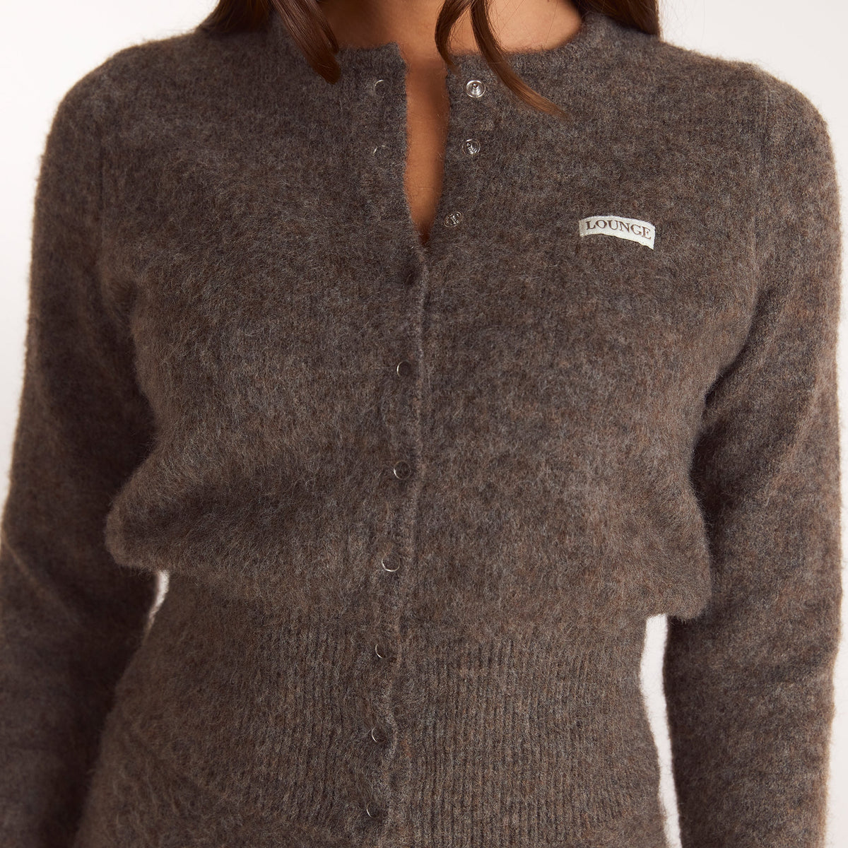 Lounge Cinched Knit Cardigan - Ash Brown