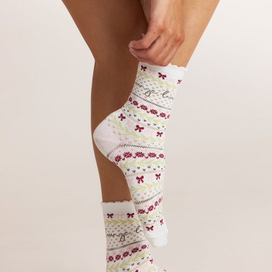 Lounge Fairisle Socks - Cream Print