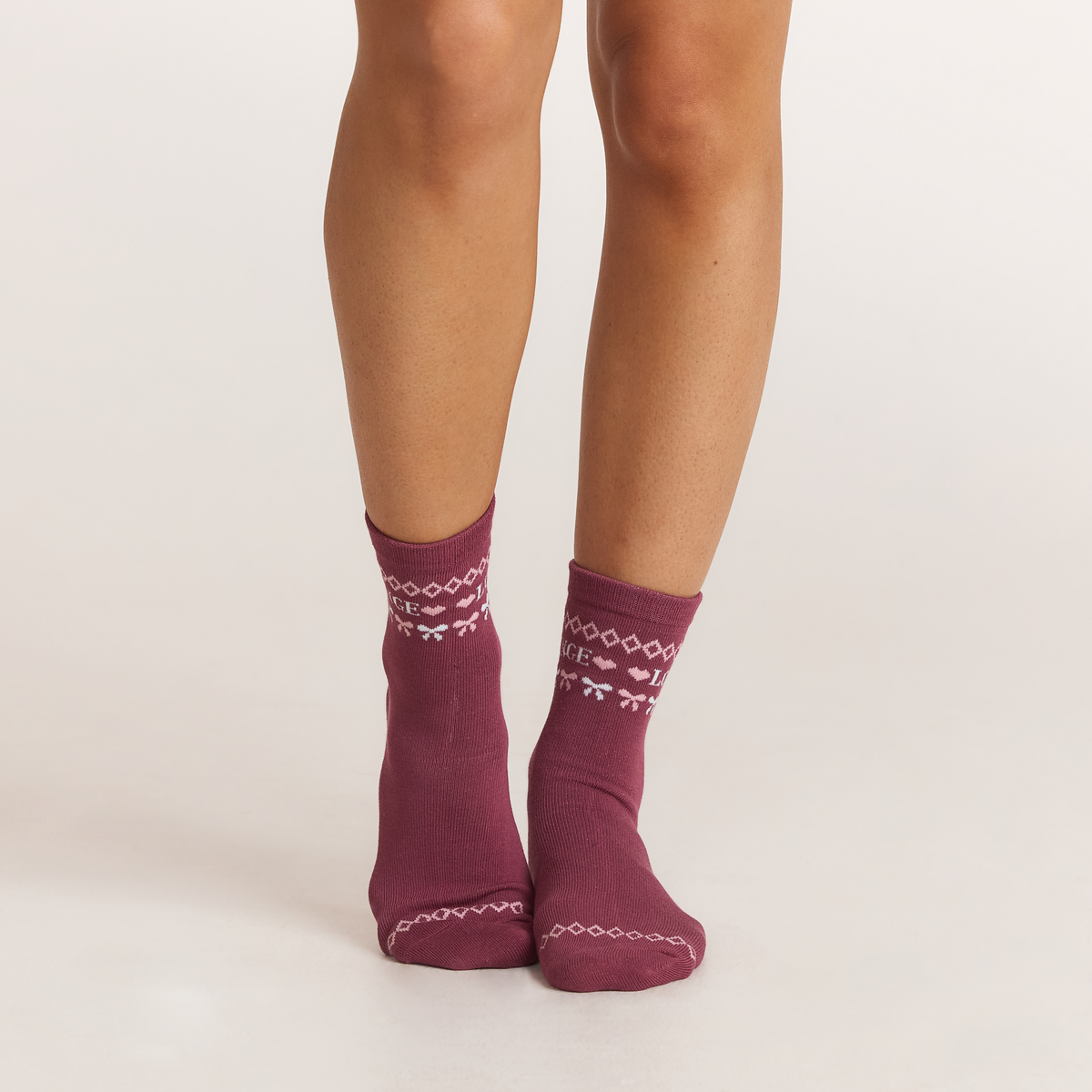 Lounge Fairisle Socks - Burgundy