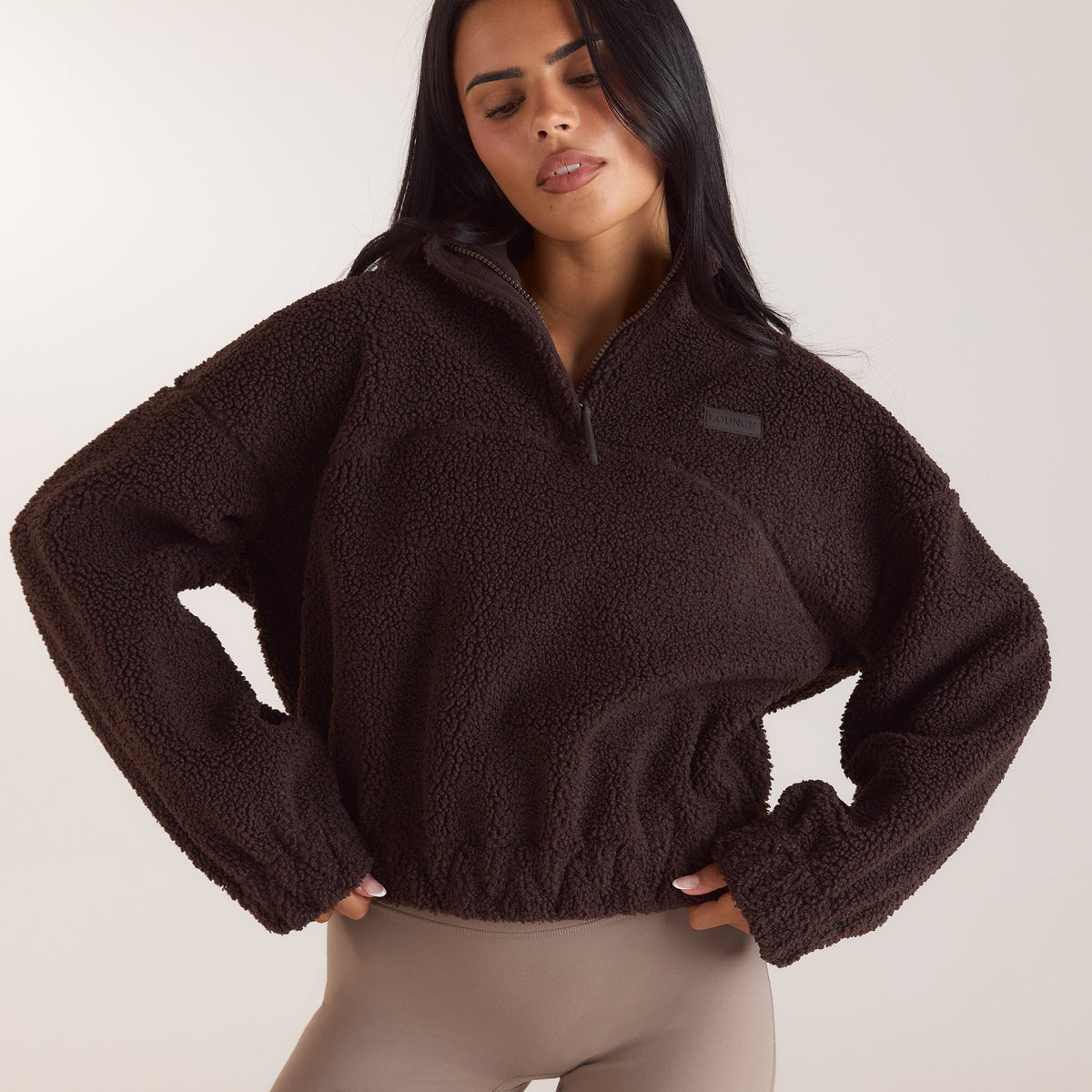 Lounge Funnel-Neck Borg Fleece - Dark Chocolate