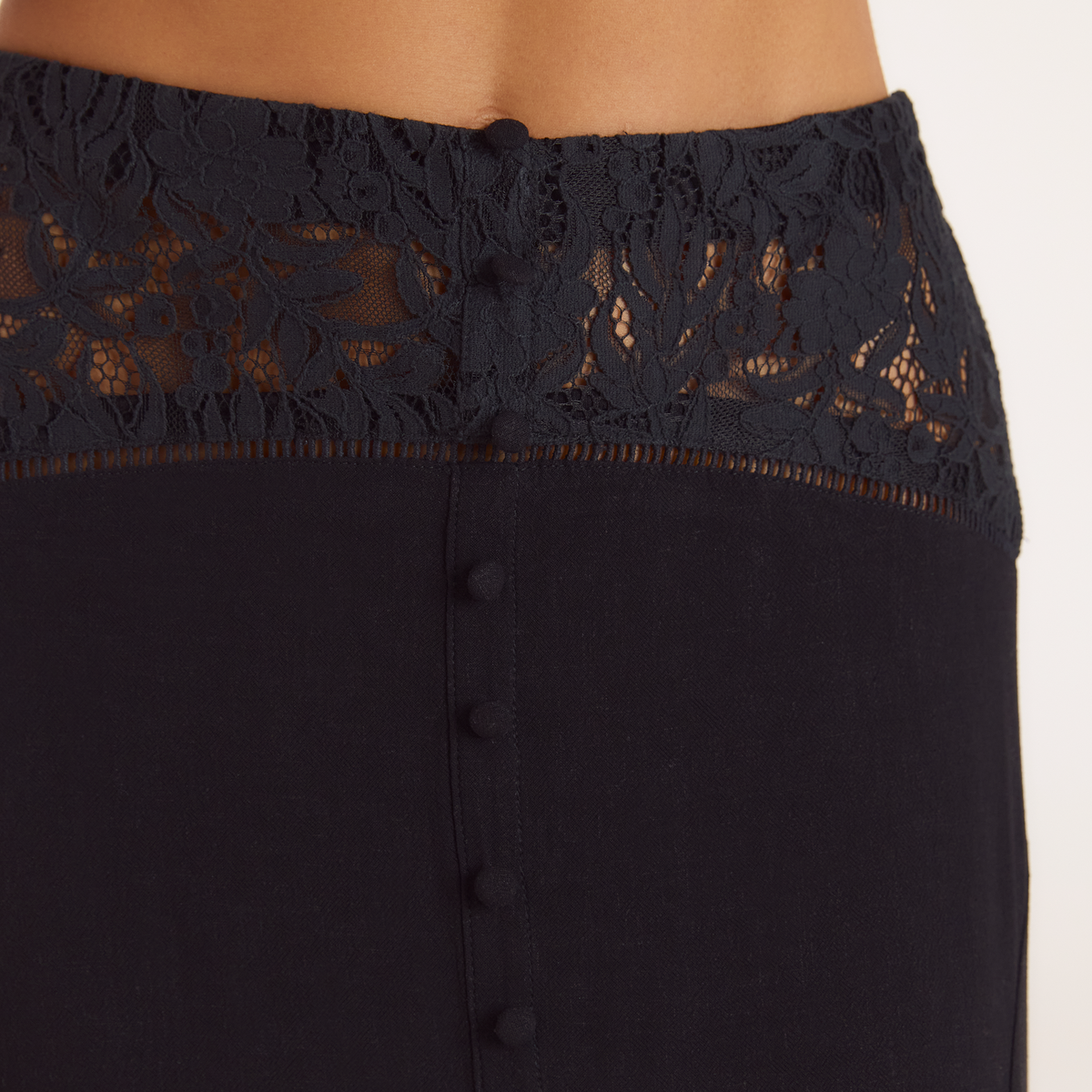 Lounge Lace Insert Maxi Skirt - Black