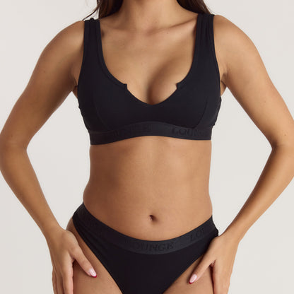 Lounge Soft Ribbed Push-Up Bralette - Black