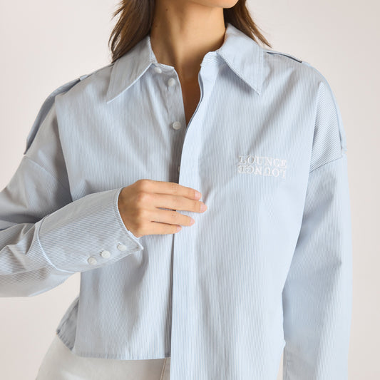 Lounge Asymmetric Shirt - Blue Stripe