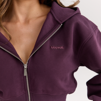 Lounge Fitted-Waist Zip-Up Hoodie - Cherry Lacquer