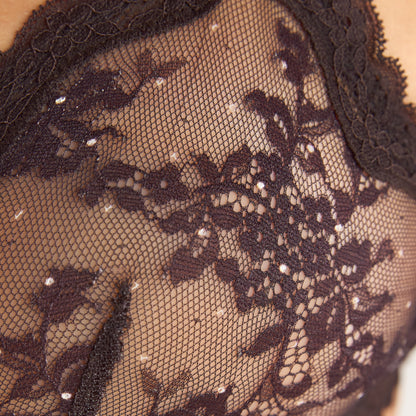 Lounge Demure Lace Triangle Bralette - Dark Chocolate